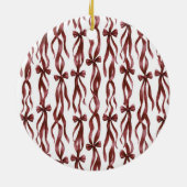 Cream Green Red Plaid Stripes  セラミックオーナメント (裏面)