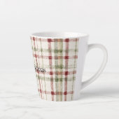 Cream Green Red Plaid Stripes Christmas  カフェラテマグ (右)