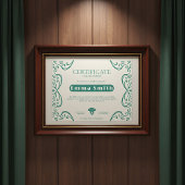 Cream & Green Vine Border Achievement Certificate