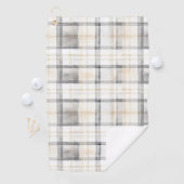 Cream Grey Yellow Plaid Stripes ゴルフタオル (インサイチュ)