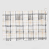 Cream Grey Yellow Plaid Stripes ゴルフタオル (横)