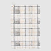 Cream Grey Yellow Plaid Stripes ゴルフタオル (正面)