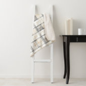 Cream Grey Yellow Plaid Stripes シェルパブランケット (インサイチュ)