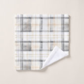 Cream Grey Yellow Plaid Stripes バスタオルセット (ウォッシュタオル)