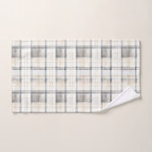 Cream Grey Yellow Plaid Stripes バスタオルセット (ハンドタオル)