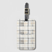 Cream Grey Yellow Plaid Stripes ラゲッジタグ (正面縦)