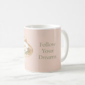 Cream Hat Pink Bow White Flower コーヒーマグカップ (正面右)