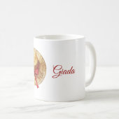 Cream Hat Red Bow Name コーヒーマグカップ (正面右)