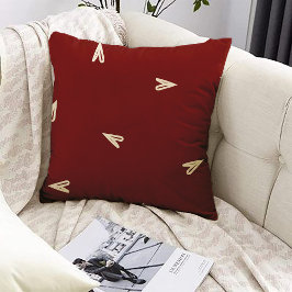 Cream Hearts on Burgundy - Minimal Valentine  クッション