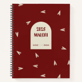 Cream Hearts on Burgundy - Minimal Valentine  ノートブック (正面)