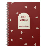 Cream Hearts on Burgundy - Minimal Valentine  ノートブック (正面)