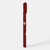 Cream Hearts on Burgundy - Minimal Valentine  iPhoneケース (右側面)