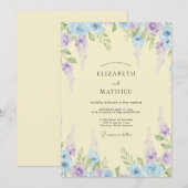 Cream Heavenly Wisteria Wedding 招待状 (正面/裏面)