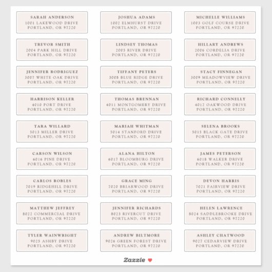 Cream | Individual Guest Address Labels シール (シート)