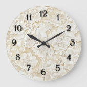 Cream Ivory Flowers ラージ壁時計 (正面)