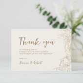 Cream Ivory Gold Botanical サンキューカード (スタンド正面)