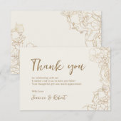 Cream Ivory Gold Botanical サンキューカード (正面/裏面)