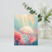 Cream Jellyfish in Coral Reef and Golden Ocean ポストカード (スタンド正面)