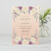 Cream Lavender Floral Artistry Wedding 招待状 (スタンド正面)