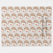 Cream Life is better with a hedgehog フリースブランケット (正面(横))