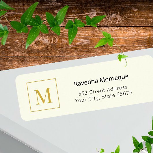 Cream Luxury Serif Personalized Monogram ラベル