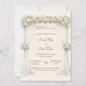 Cream Minimal Floral Muslim Nikkah Islamic Wedding 招待状 (正面)