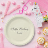 Cream Minimalist Birthday Party Paper Plates ペーパープレート (パーティー)