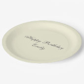 Cream Minimalist Birthday Party Paper Plates ペーパープレート (アングル)
