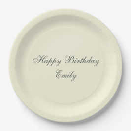 Cream Minimalist Birthday Party Paper Plates ペーパープレート