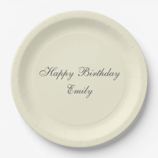 Cream Minimalist Birthday Party Paper Plates ペーパープレート