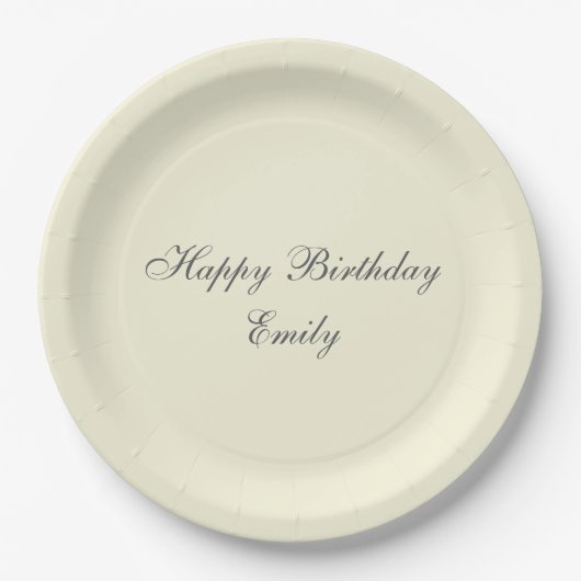 Cream Minimalist Birthday Party Paper Plates ペーパープレート (正面)
