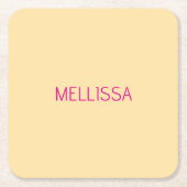 Cream minimalist custom name  スクエアペーパーコースター (正面)