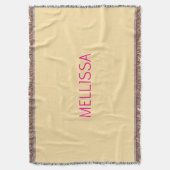 Cream minimalist custom name  スローブランケット (正面縦)