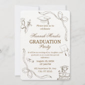 Cream Minimalist Girly Graduation Party | She Did 招待状 (正面)