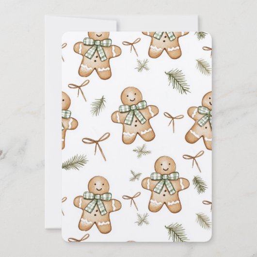 Cream Mint Green Gingerbread Cookies Birthday   招待状 (裏面)