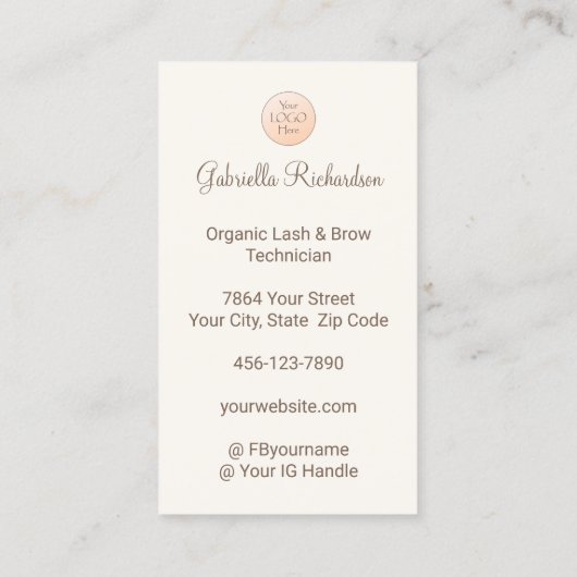 Cream Mocha Logo QR Code Photo Lashes and Brows 名刺 (裏面)