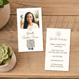 Cream Mocha Logo QR Code Photo Lashes and Brows 名刺