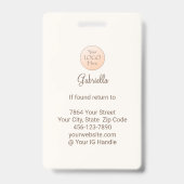 Cream Mocha Script Logo Photo Lashes and Brows バッジ (裏面)