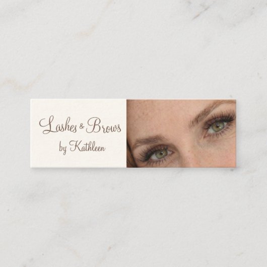 Cream Mocha Script Photo Lashes and Brows スキニー名刺 (正面)