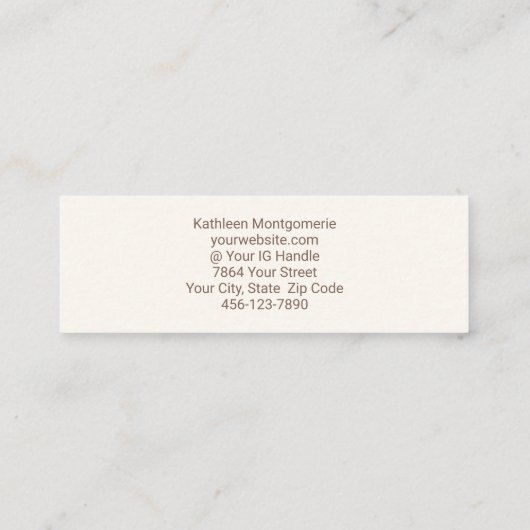 Cream Mocha Script Photo Lashes and Brows スキニー名刺 (裏面)