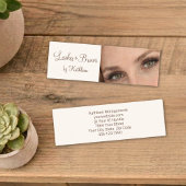 Cream Mocha Script Photo Lashes and Brows スキニー名刺
