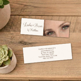 Cream Mocha Script Photo Lashes and Brows スキニー名刺