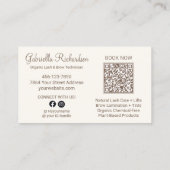 Cream Mocha Script Photo QR Code Lashes and Brows 名刺 (裏面)
