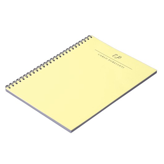 Cream Modern Monogrammed Calligraphy Plain Name ノートブック (左側)