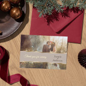 Cream Modern Photo Wedding Thank You Card 5x7 サンキューカード