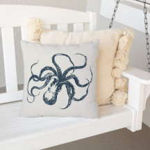 Cream & Navy Vintage Octopus