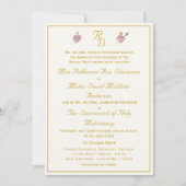Cream/Ochre Two Hearts Catholic Wedding Invitation 招待状 (正面)