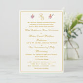 Cream/Ochre Two Hearts Catholic Wedding Invitation 招待状 (スタンド正面)
