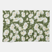 Cream & Olive floral キッチンタオル (横)