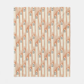 Cream & Orange Ghost Friends Pattern フリースブランケット (正面)